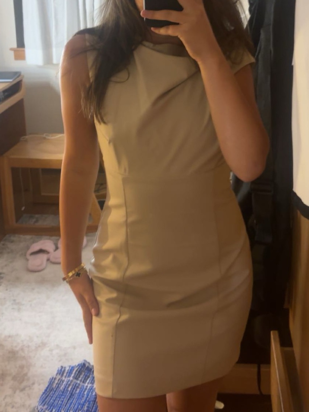Zara Cream Cowl Neck Mini Dress